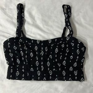 Black patterned bralette crop top
